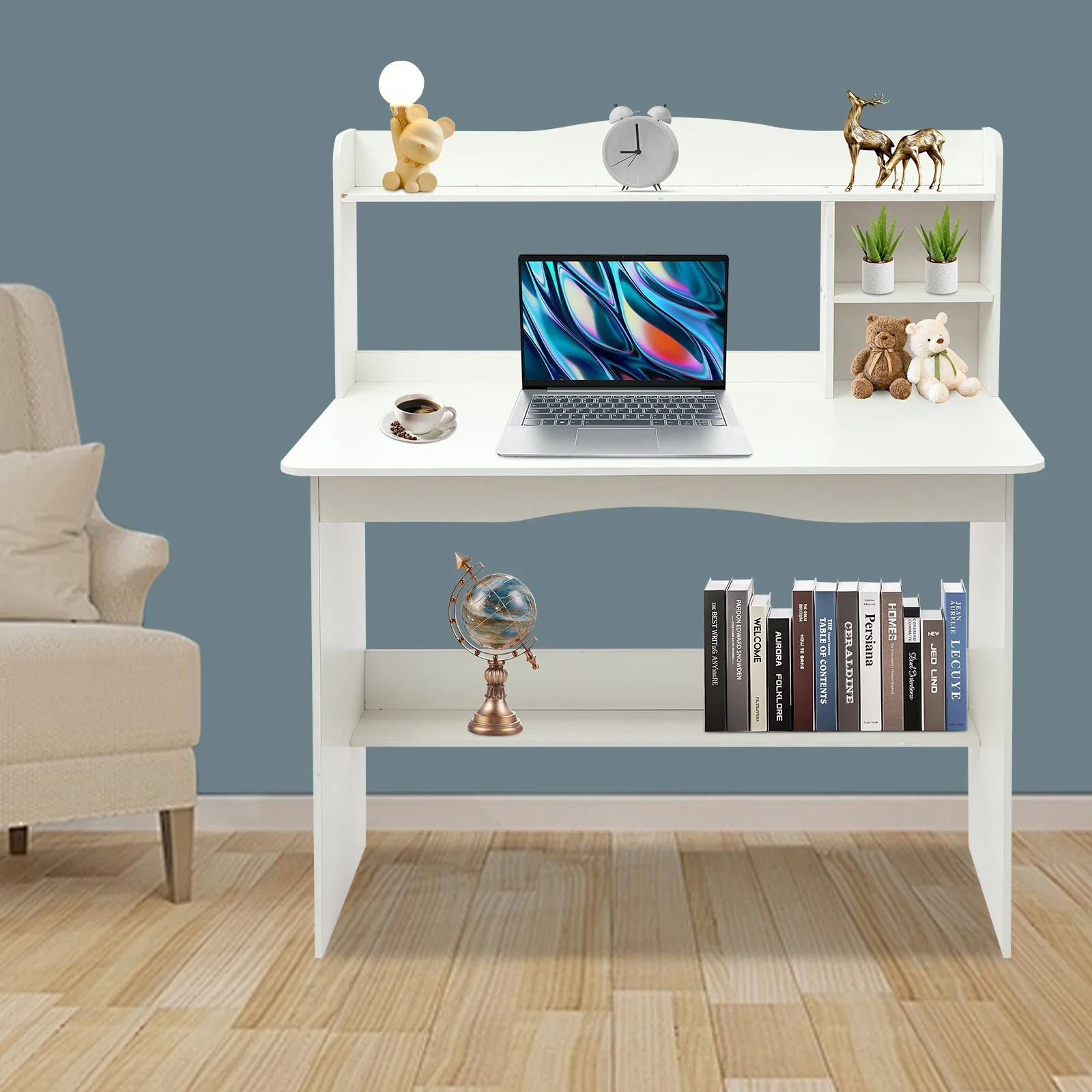 

Thickened Fiberboard Home Office Desk With Bookshelf High Load-bearing Computer Desk Multifunctional Table With Guardrail