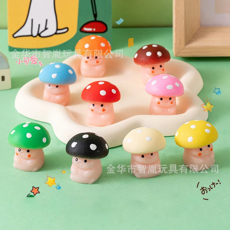 5 Stuks Creatieve Schattige Kleine Paddestoel Pinch Speelgoed Voor Kinderen Volwassenen Stress Paddestoel Groenten Squeeze Squishy Fidget