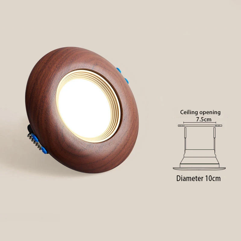 OEM/ODM Wholesale Recessed LED Round Ceiling Light American Modern Classic Hallway Aisle Living Room Malnut Oak Wooden Downlight