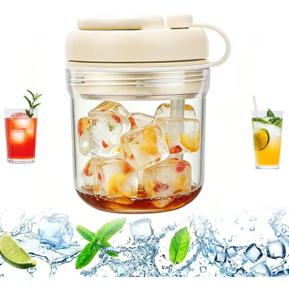 

Portable Reusable Ice Cube Maker Water Bottle with Touch-Free Ice Tray, BPA-Free, Ideal for Travel, Gym, and Outdoors (White)