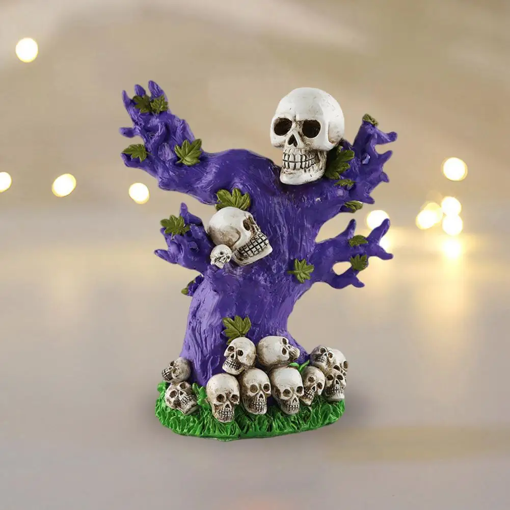 Halloween Christmas Decoration Sleek Sculpture Spooky Halloween Pumpkin Skull Tree Figurine for Table for Halloween/christmas