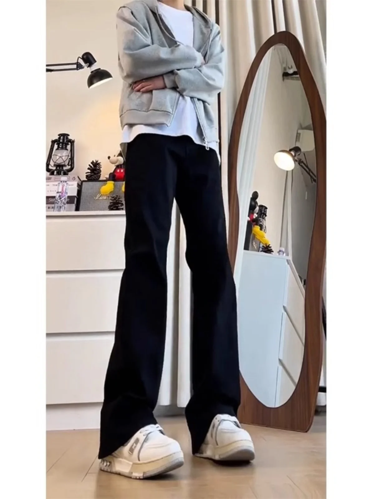 

Мужские джинсы Bla Fce с прямым кроем и подкладкой, в американском стиле High Street, зимние, износостойкие, из смесового хлопка, брюки-буткэт