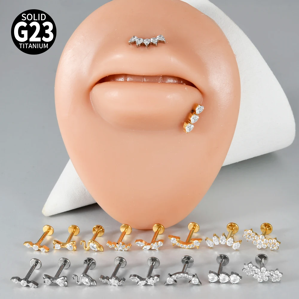 G23 Titanium Star Zircon Lip Studs