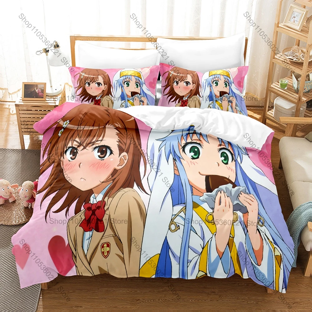 Anime A Certain Magical Index Bedding 3 Piece Set Comfortable Duvet Cover & Pillowcases Otaku Fans Home Bedroom Decor All Season