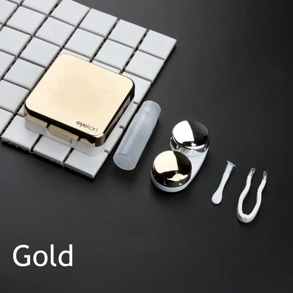 Hot Sale Reflective Mini Mirror Lens Case Contact Lens Box ABS Plastic Soaking Storage