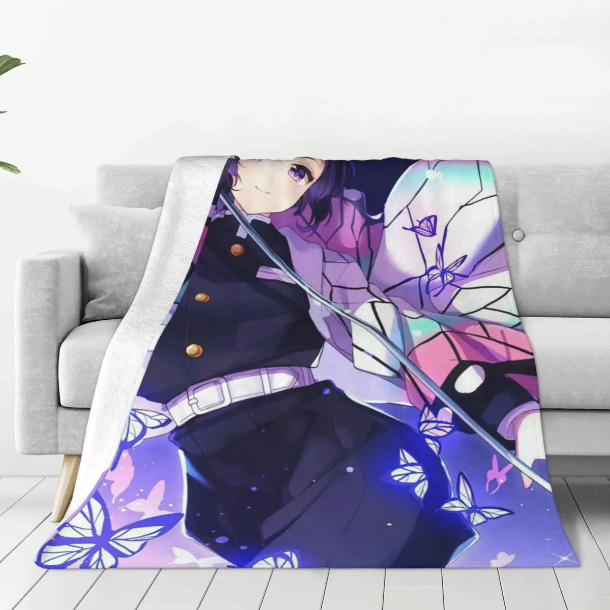 Kamado Nezuko Demon Slayer Blankets Velvet Autumn/Winter Anime Multi-function Soft Throw Blanket for Bed Car Rug Piece