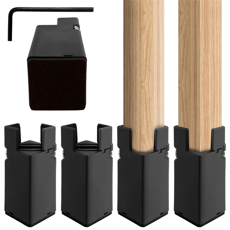 4Pcs Adjustable Furniture Risers Heavy Duty Screw Clamp Elevators For Table, Bed