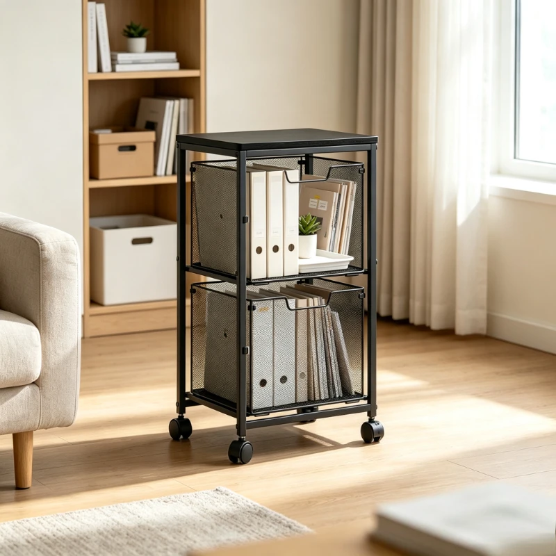 Rolling File Cart - Modern Minimalist Storage Rack, Large Capacity