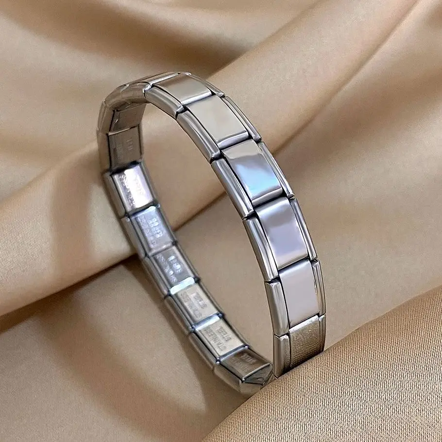 Italian Charm Stainless Steel Bracelet for Women Men Adjustable Watchband Modular Links Chain Gold Silver Color Bangle Bracelets