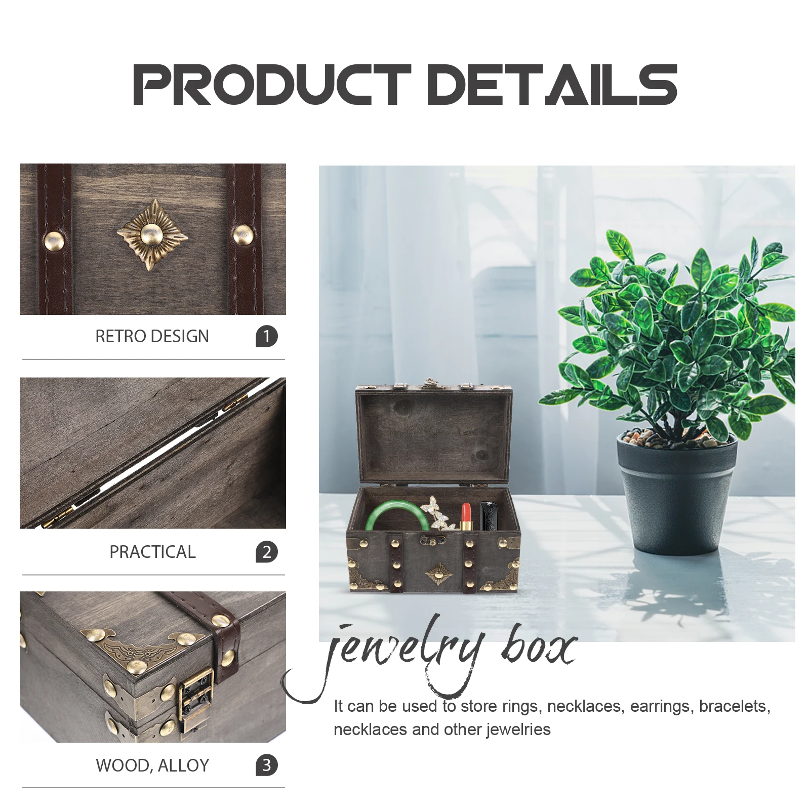 

Wooden Storage Box Organizer Jewellery Jewelry Tray Boxes Alajero Plastic Necklace Small Earring Jewlery Stand