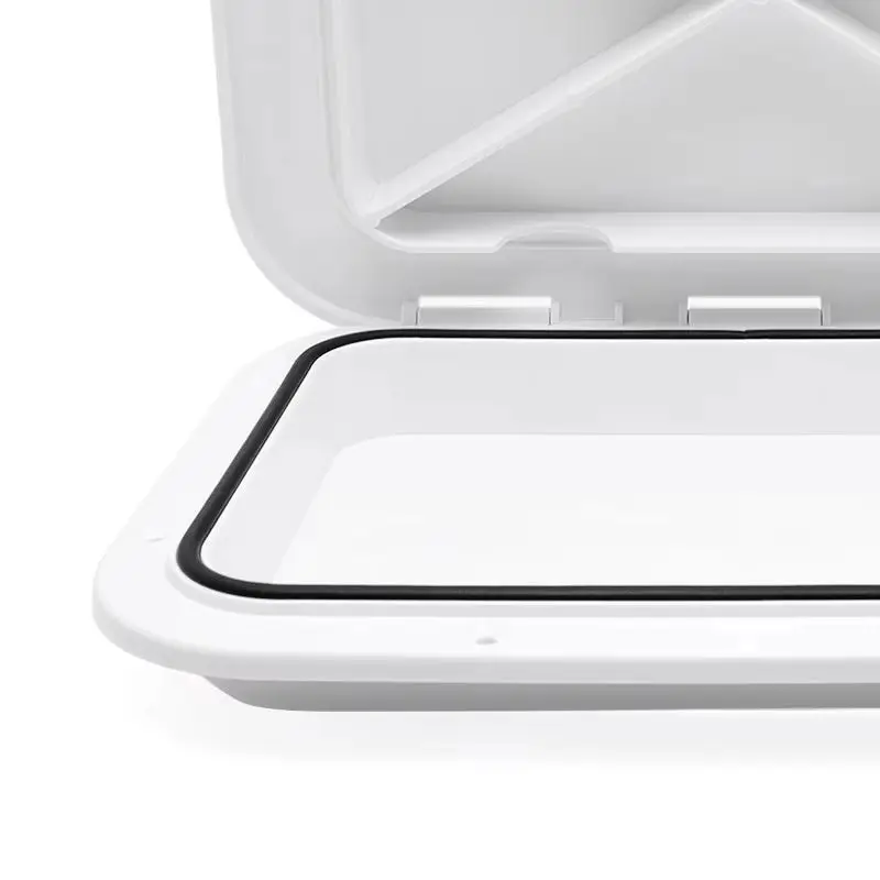 

Marine Deck Access Hatch White/Black Rectangle Boat Hatch Lid Boat Deck Hatch Lids Accessory Leakproof Sturdy Boat Access Hatch