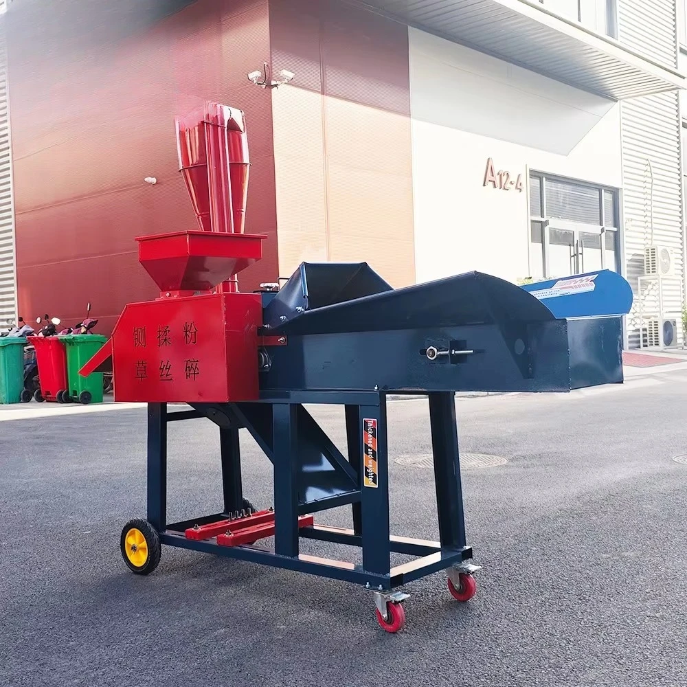 New Chaff Cutter Grain Crusher Electric Large Capacity Dual Outlet Alloy Steel for Silage Grass Corn Stalk Feed Grain