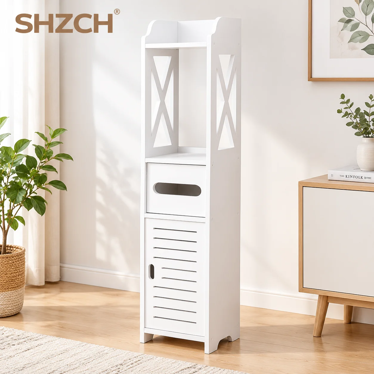 Toilet Rack Floor-to-ceiling Multi-layer Toilet Side Cabinet with Door Dust-proof Narrow Cabinet Bathroom Crevice StorageCabine