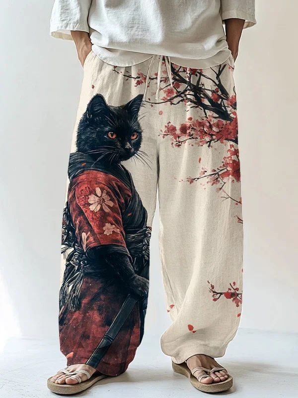 

Модные свободные прямые брюки в японском стиле с принтом кошки, коллекция 2026 года, для активного отдыха, уличного стиля и повседневной носки в стиле Харадзюку