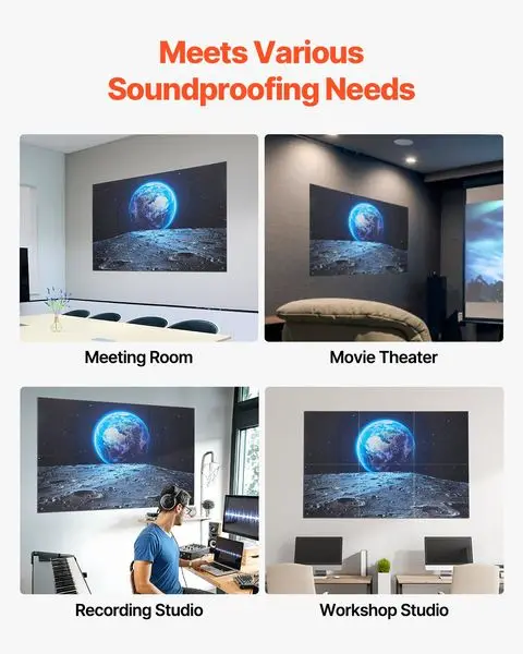 Painéis acústicos artísticos de 6 pacotes 23,6 x 23,6 polegadas autoadesivos para casa e terra