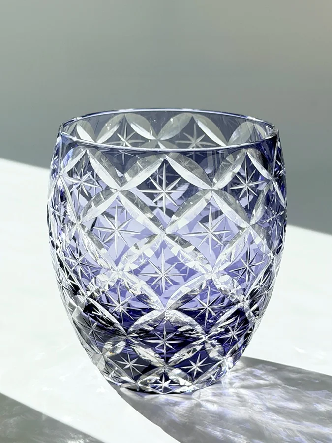

Handcrafted Callure Purple Crystal Whiskey Glass Luxury Gift for Men Japanese Edo Kiriko Style Crystal Glass Beverage Cup