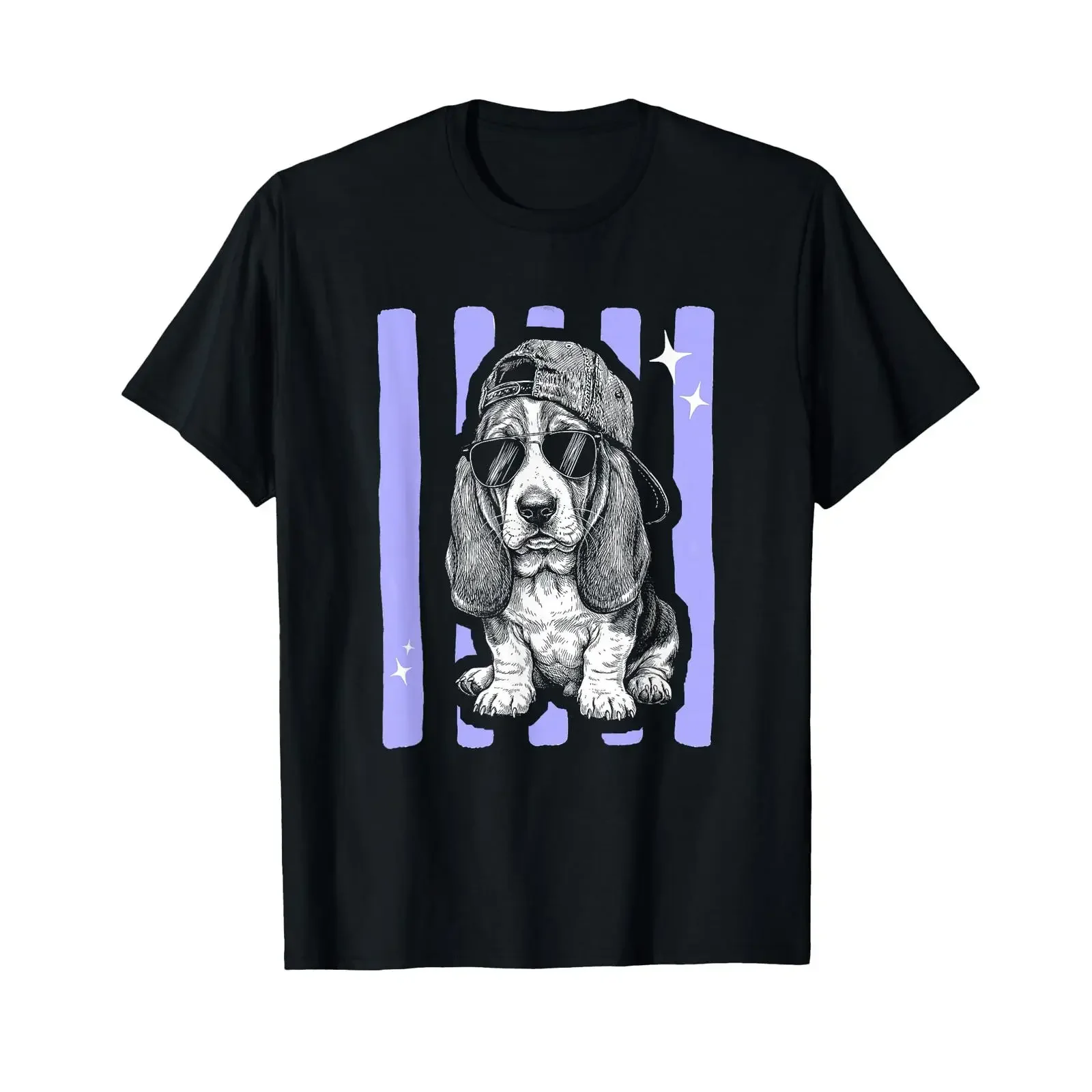 Basset Hound Puppy Y2K Striped Men's Children's Women's T Shirt vintage Washed Slightly graphic Stylish homme designer clothes