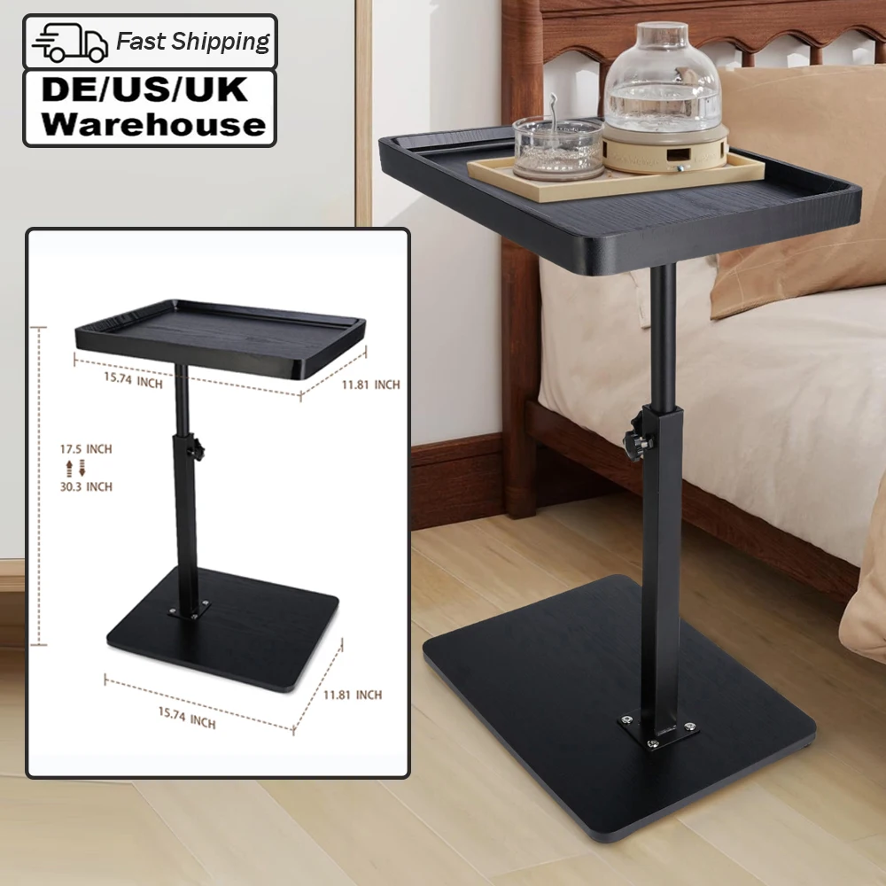 Sofa Side C Table Adjustable Rolling Cart Overbed Bedside Table Laptop Desk 360° Rotatable Tray Table for Home Living Room