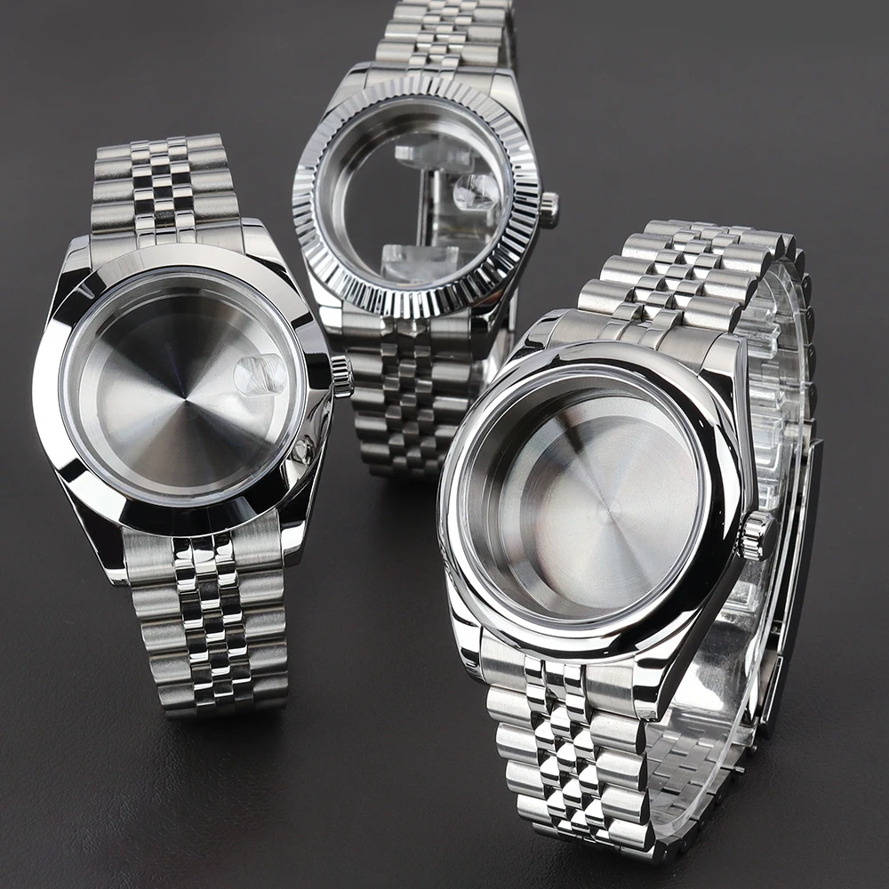 

Корпус для часов NH35, маленький, 36 мм/39 мм, с рифленой изогнутой поверхностью, сапфировое стекло, для механизмов Seiko NH35, NH36, NH70, Miyota 8215, DJ SK.