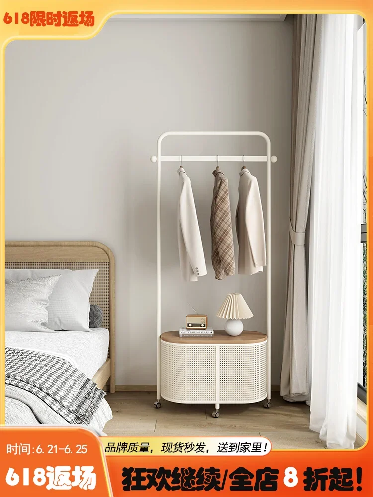 Coat rack floor-to-ceiling bedroom Japanese light luxury wrought iron imitation rattan woven dirty clothes basket Internet