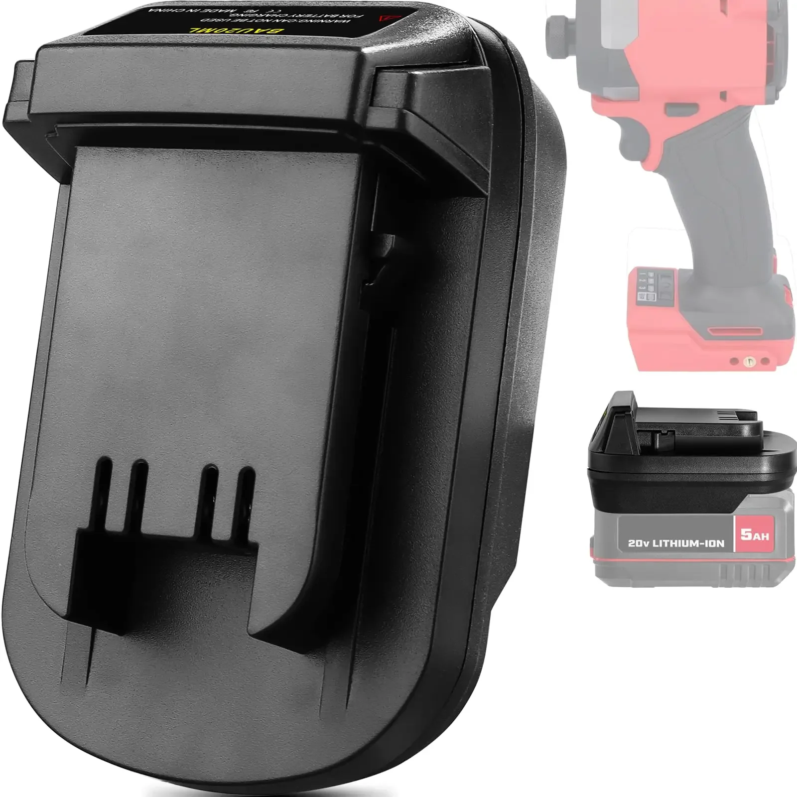 ALASICKA BAU20ML Battery Adapter for Bauer 20V Max Lithium Batteries Convert To Work for Milwaukee 18V Lithium Battery Tools