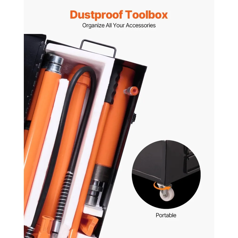 Dongkrak Hidrolik Portabel dengan Kapasitas 20 Ton, Selang Oli 4,6 kaki, dan Perlengkapan Lengkap untuk Perbaikan Rangka Mobil