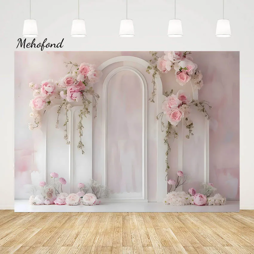 Mehofond Photography Background Pink Princess Girl Birthday Party Floral Wedding Decor Bride to Be Ceremony Backdrop Photozone