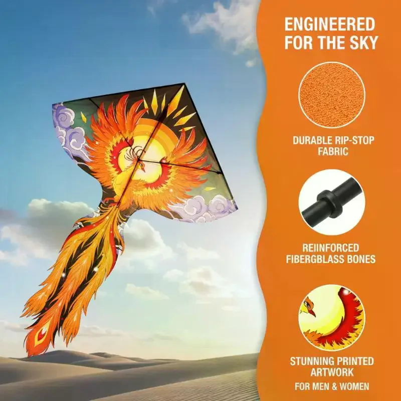 Long tail flying kite suitable for adults and children outdoor park and beach activities, Chinese style phoenix kite