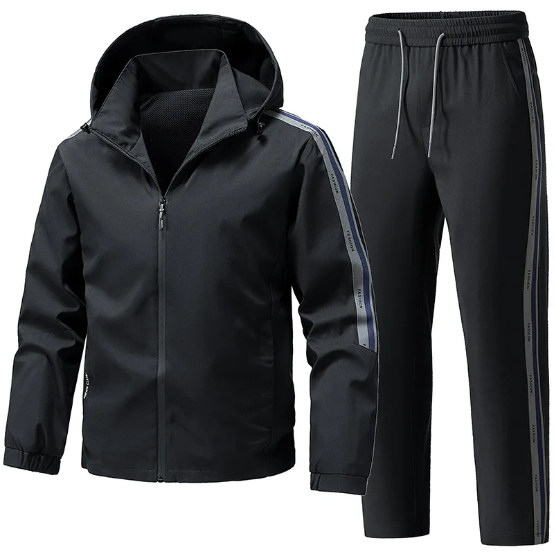 

Men's sportswear set for spring and autumn, detachable cardigan jacket, lace up pants, sportswear set for men's winter jacket