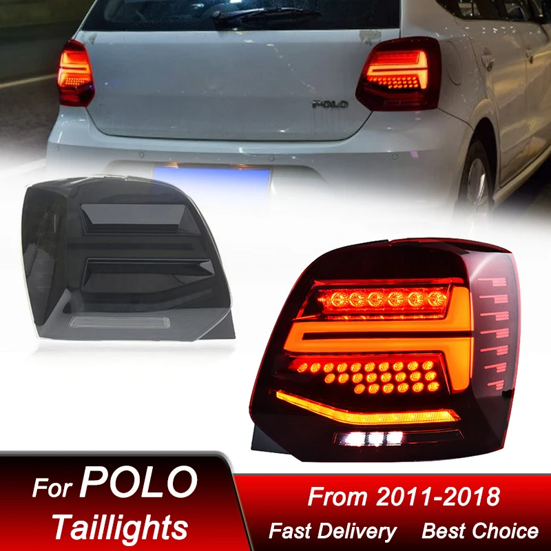 Car styling Tail Lights For VW POLO 2011-2018 new style full LED Tail Lamp Dynamic Turn Signal Light Tail Lamp Assembly