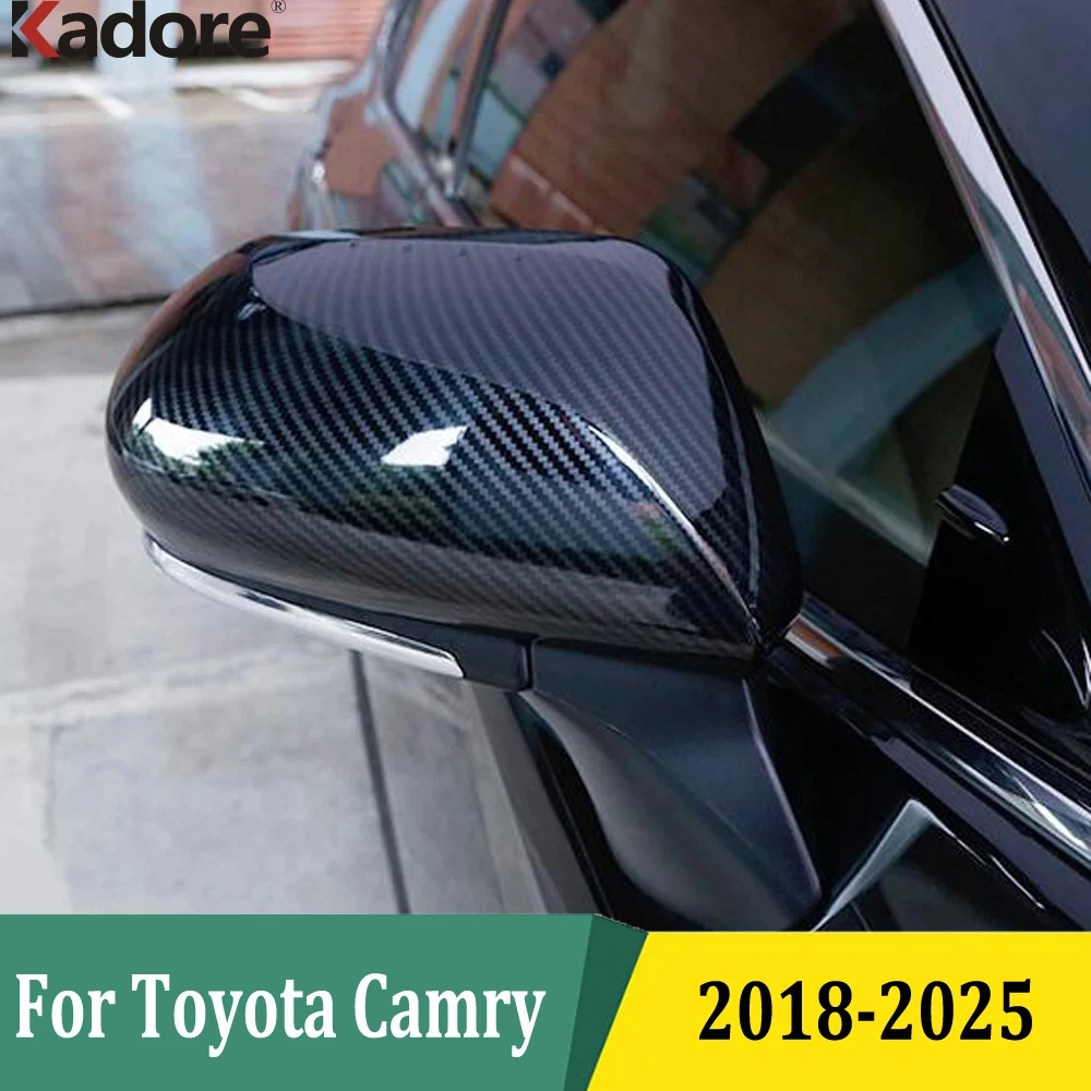 

For Toyota Camry 2018 2019 2020 2021 2022 ABS Chromed Carbon Fiber Side Door Rearview Mirror Cover Trims Car Accessories