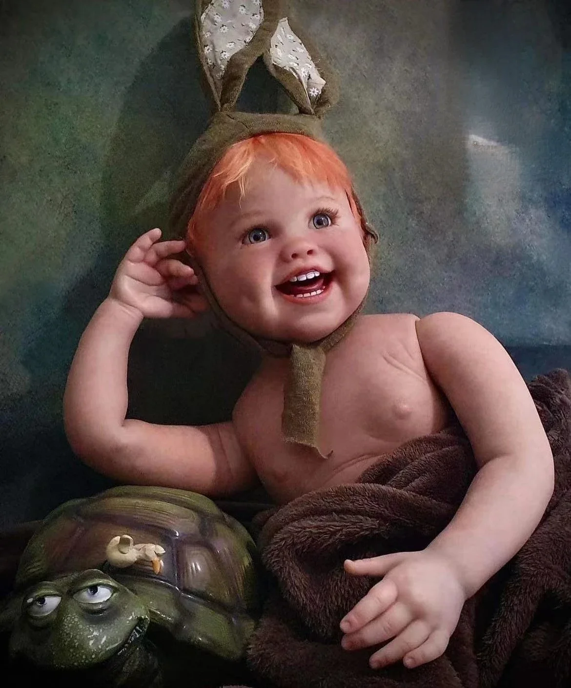 DLS Personalizowana ekskluzywna oferta 29-calowa lalka Reborn z wgłębieniami na policzkach, ręcznie przeszczepionymi pomarańczowymi włosami, gotowa lalka, prezent na Boże Narodzenie