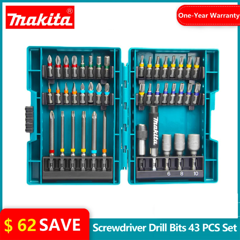 

Makita B-55697 Screwdriver Multi-function 43 Pieces Set Hexagonal Screwdriver Bit With Head Cross Flower Type Socke Tool Parts