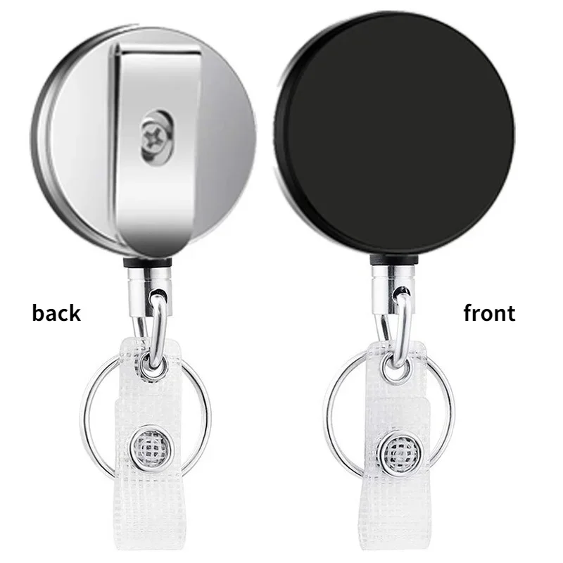 1pc Metal Retractable Easy Pull Bucklet Badge Reel Staff Pass Work Card Clip Key Chain Badge Reel ID Badge Lanyard Name Card