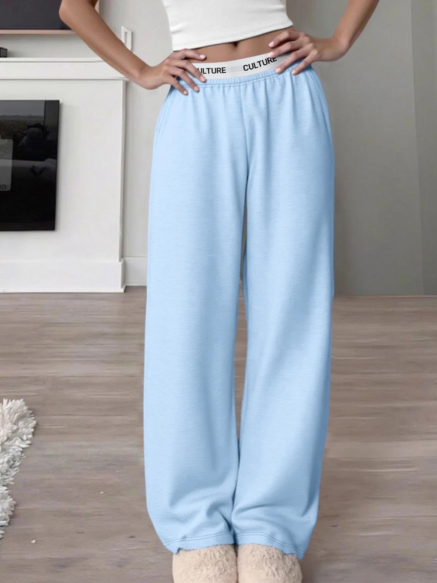 

Обязательные серые широкие брюки для отдыха, женские свободные брюки с поясом «КУЛЬТУРА»