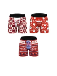 4PCSMen's underwear trend personality four legs Christmas print teenagers comfortable breathable boxers