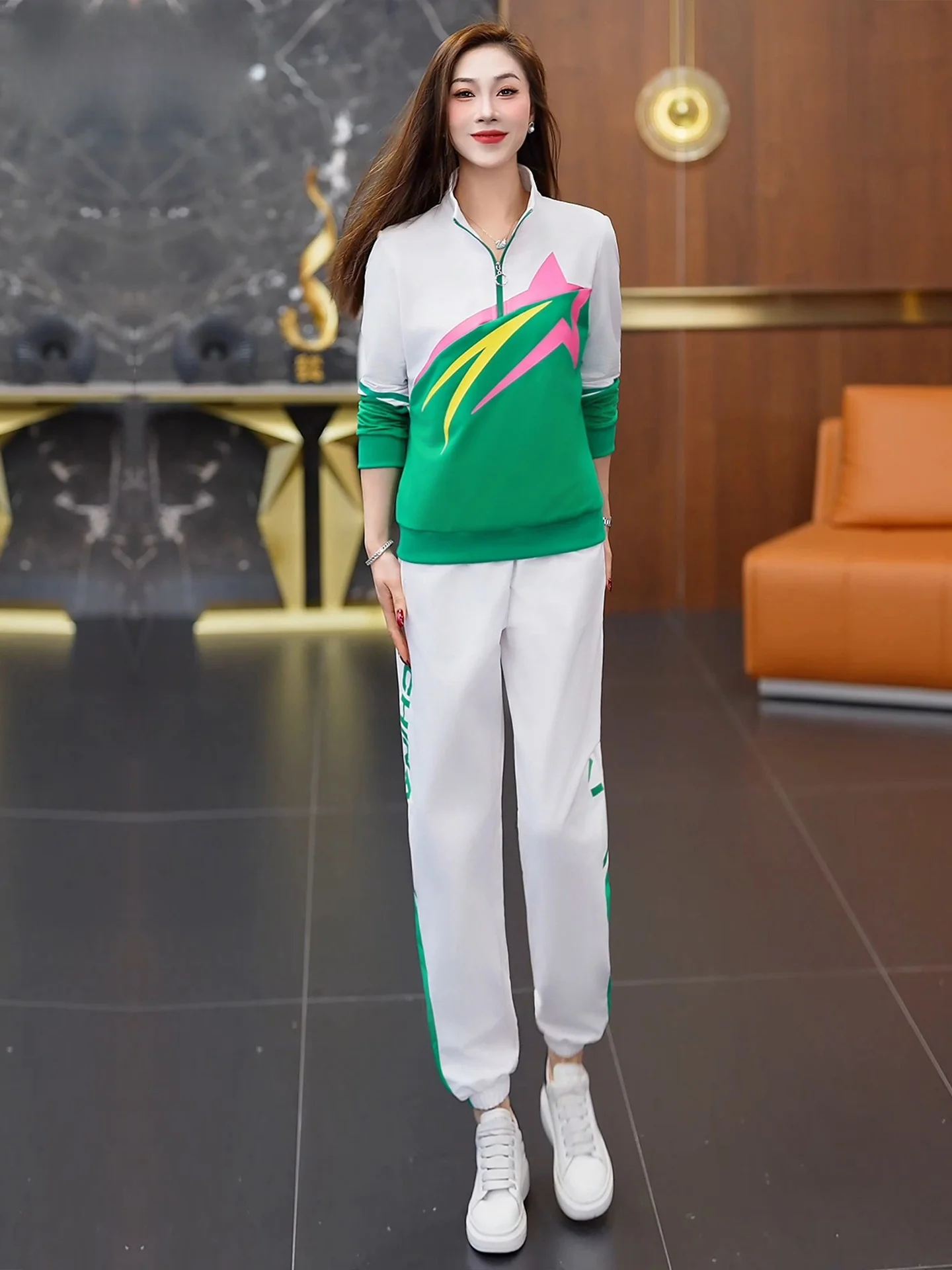 

TUCANO Women's Casual Sports Suit Long Sve Stand Collar Fitn Gym Wear Two Piece Set Spring Autumn Faionable Breathable