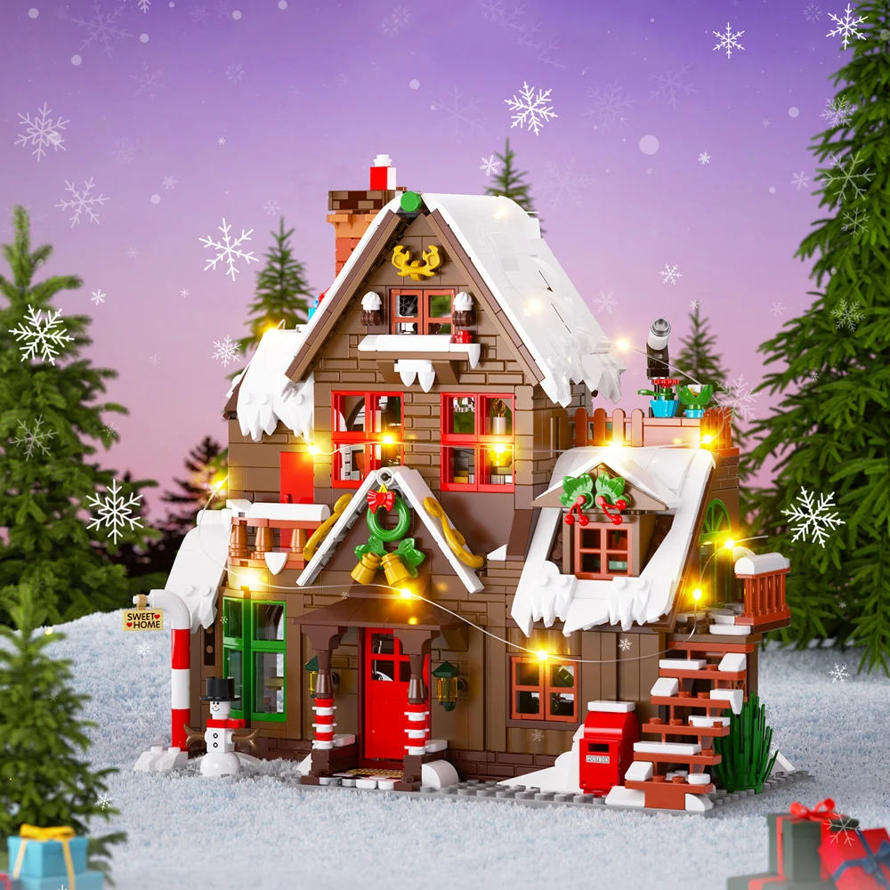 هدية عيد الميلاد اللبنات الطوب DIY عيد الميلاد سعيد منزل خشبي ديكور المنزل سطح المكتب زخرفة لعب الأطفال #5