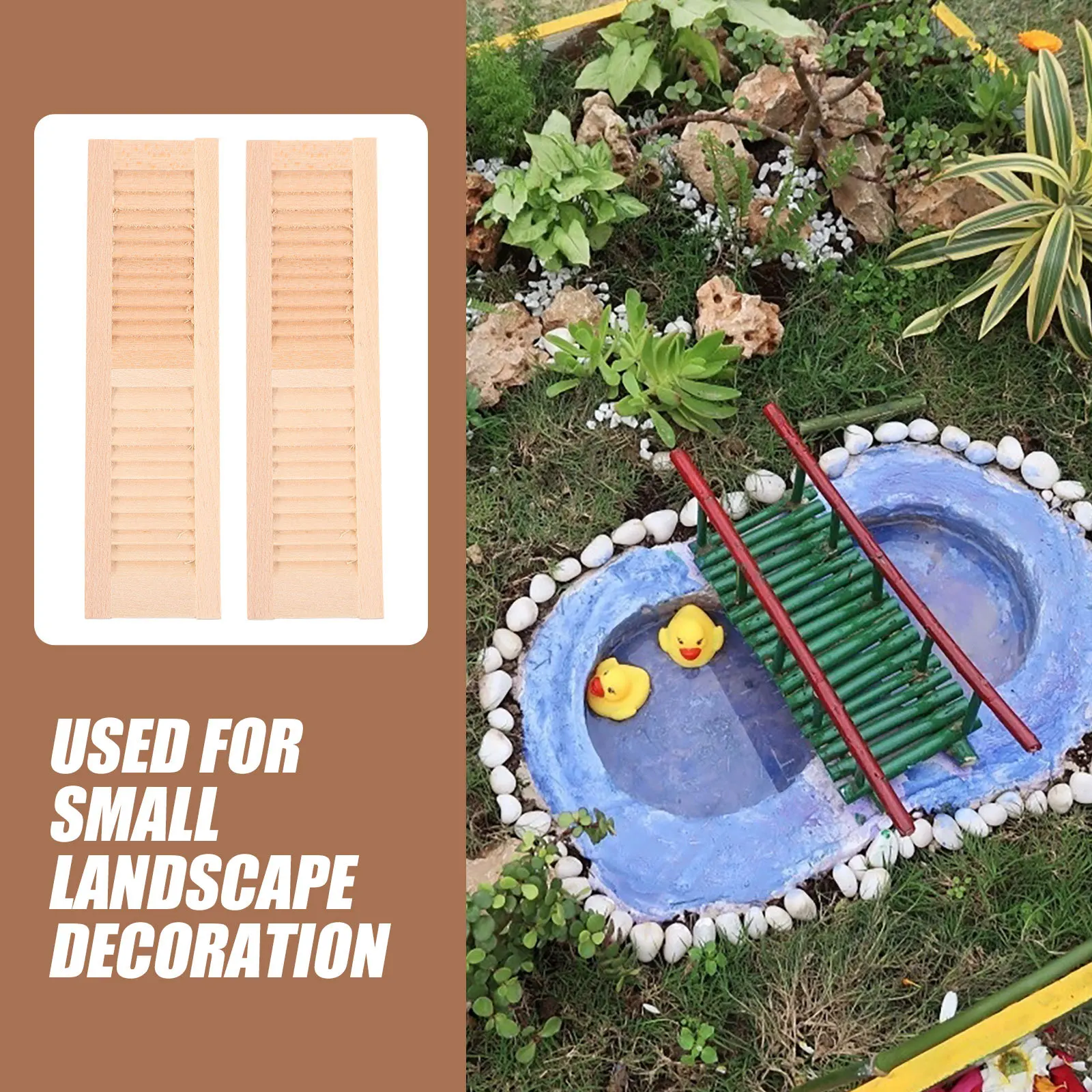 2Pcs Wooden Miniature Shutters DIY Tiny Shutters for Dollhouse Decoration and Mini Furniture Furniture Decors