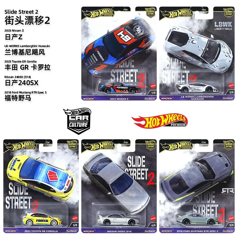 Original Hot Wheels Premium Car Culture Slide Street 2 Toys Boys 1/64 Diecast Nissan Z Lamborghini Hurricane Toyota Ford Gift