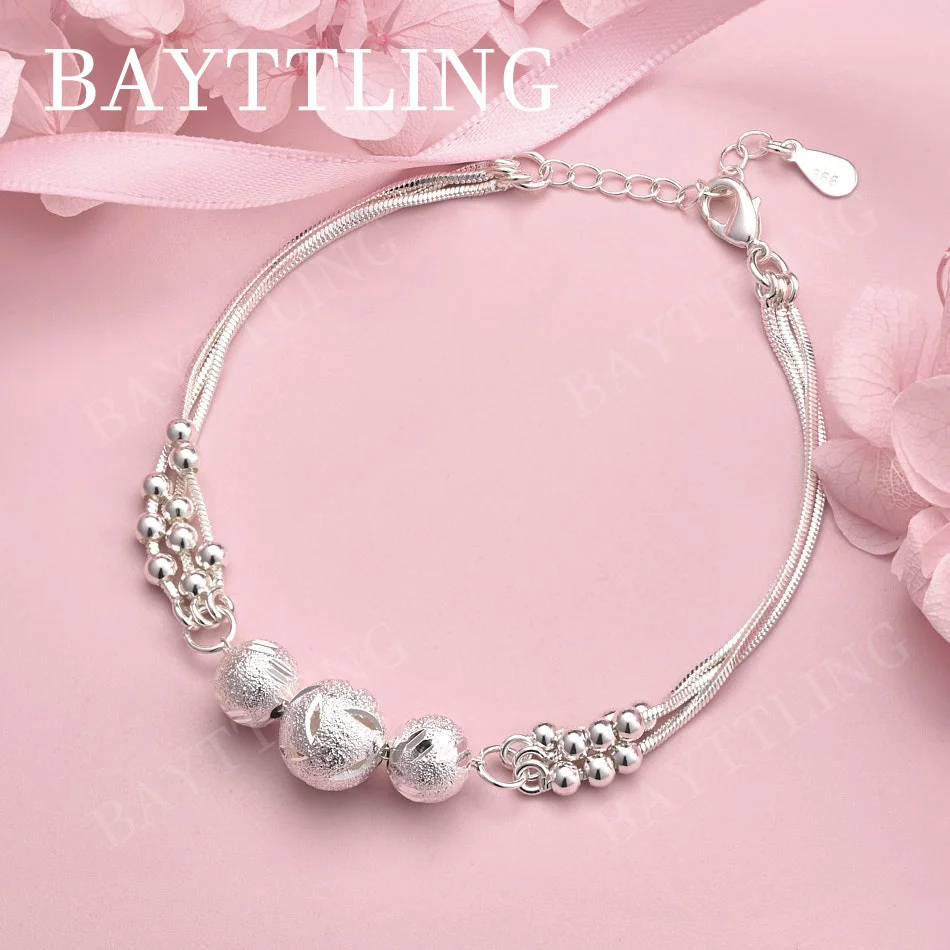 

Изящный браслет из стерлингового серебра 925 пробы с бусинами, 8 дюймов, для женщин, модный подарок для вечеринки, свадебные аксессуары