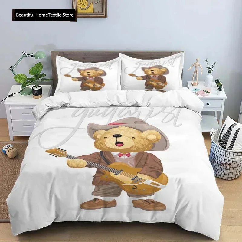 Bear Print Digital 3D NEW Duvet Cover Pillowcase Bedding Set Adult Boy Girl Bedroom Decoration Children Single Double Large