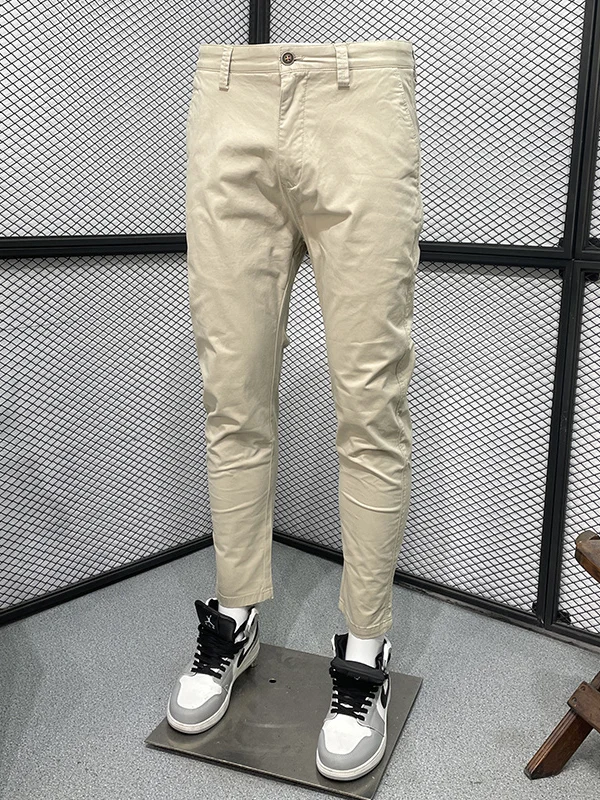 

Мужские повседневные модные облегающие брюки с девятью зубцами, весенне-осенние элитные прямые брюки, универсальные классические брюки