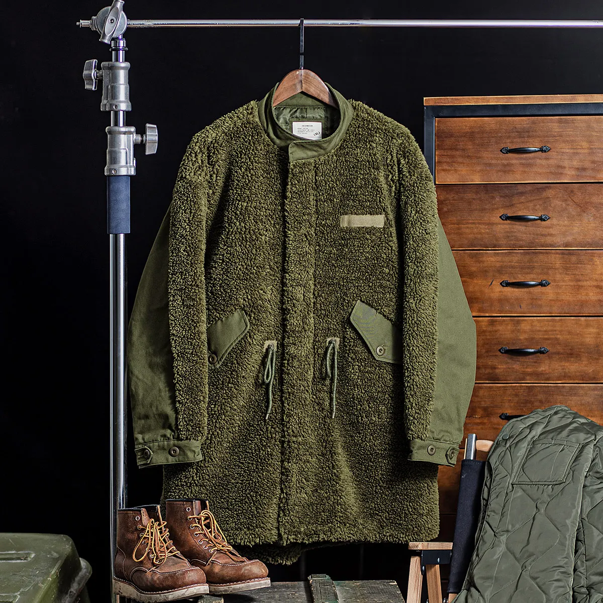 Men\'s Winter Jacket Fleece Thick Loose Fit Military Style Windproof Warm Trench Coat
