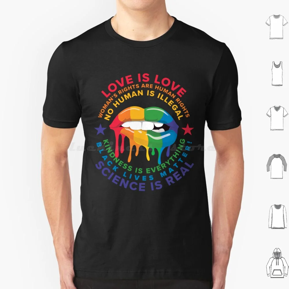 T-shirt Pride Blm Equality Rainbow Lips Love, 6xl, en coton, Cool Tee Queer Equality Black Lives Matter Blm, droits des femmes handicapées