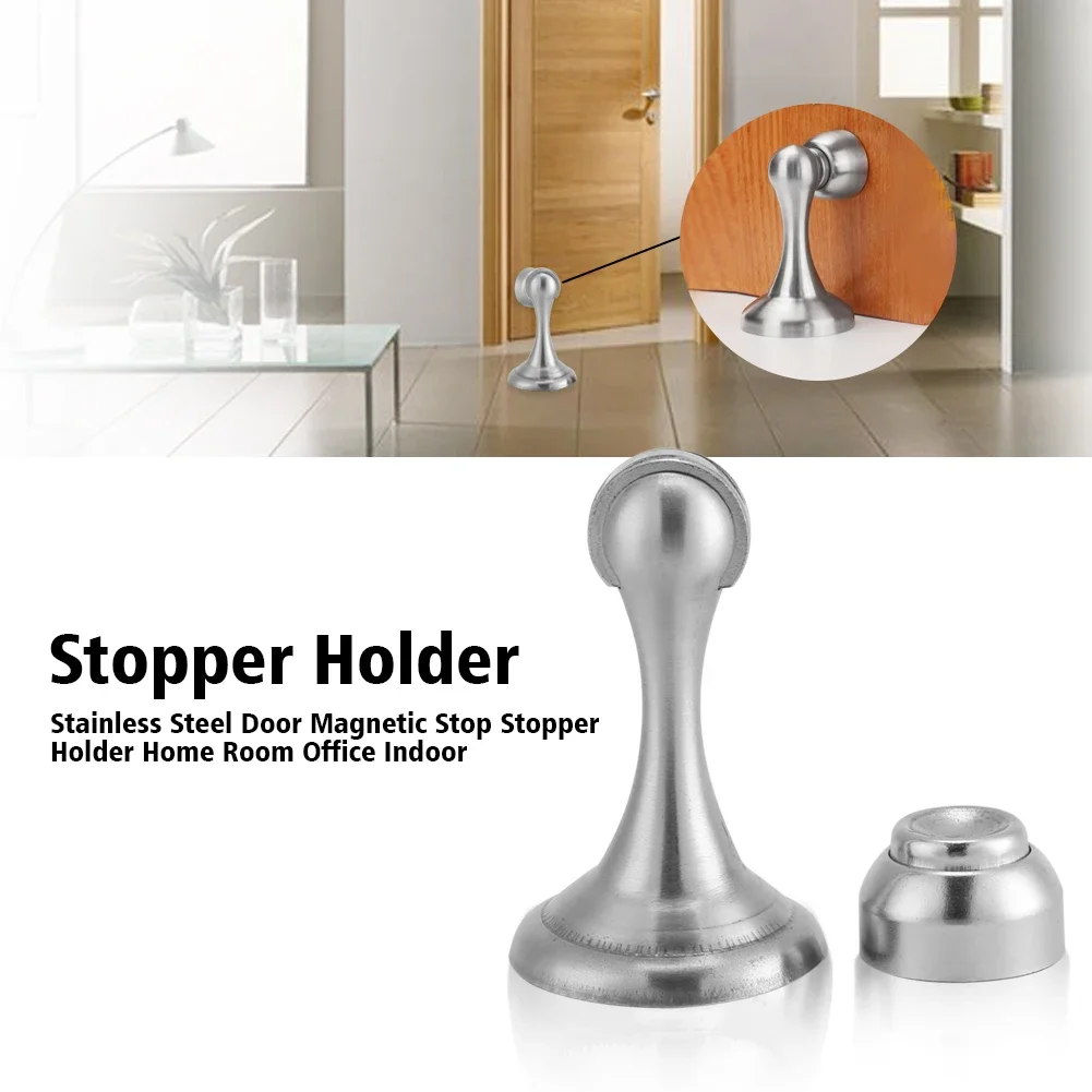 Stainless Steel Door Magnetic Stop Stopper Holder Home Room Office Indoor