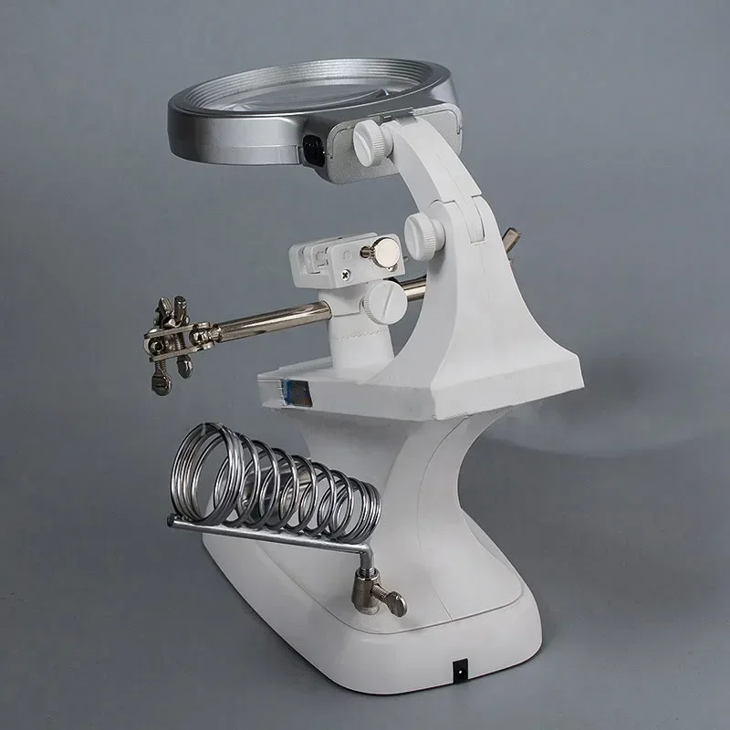 3X 4.5X LED Lighted Soldering Magnifier With Clip Helping Hand Desktop Repair Loupe Tool