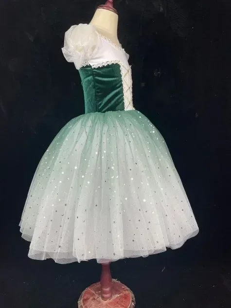 Tutù romantico lungo a canotta Verde Viola Ragazza Donna Spettacolo teatrale Costumi di danza classica Costumi di danza Tutu di danza