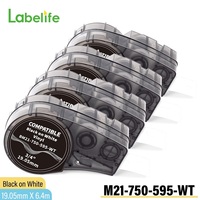 1-100pk Compatible Label Tape Replacement M21-750-595-WT All-Weather Vinyl White Label Tape High Adhesion for Indoor Outdoor Lab