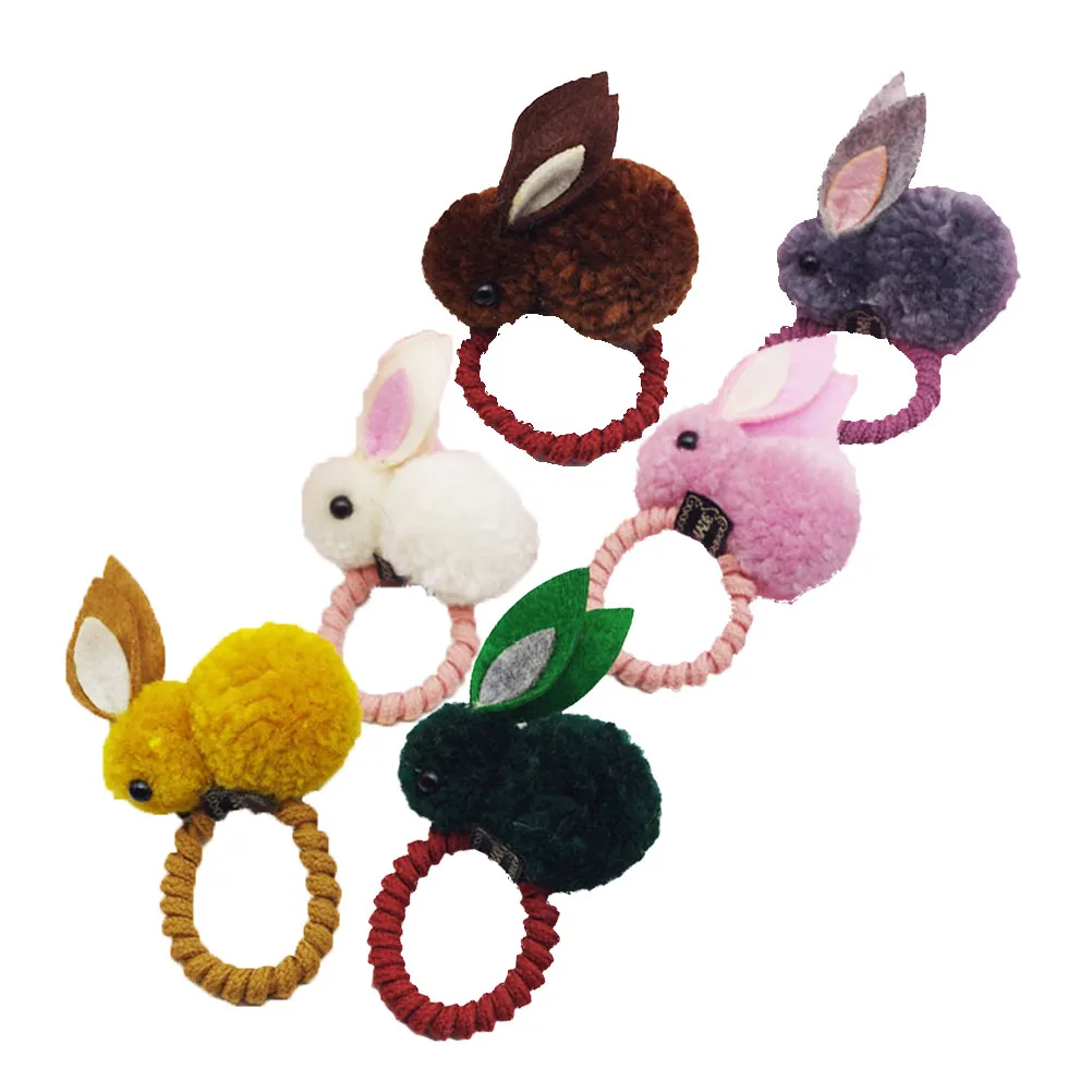 

6Pcs Hair Ties Stylish Rabbit Pattern Ponytail Holders Accessories Easy Match Outfits Great Gift Elastic Hair Tie
